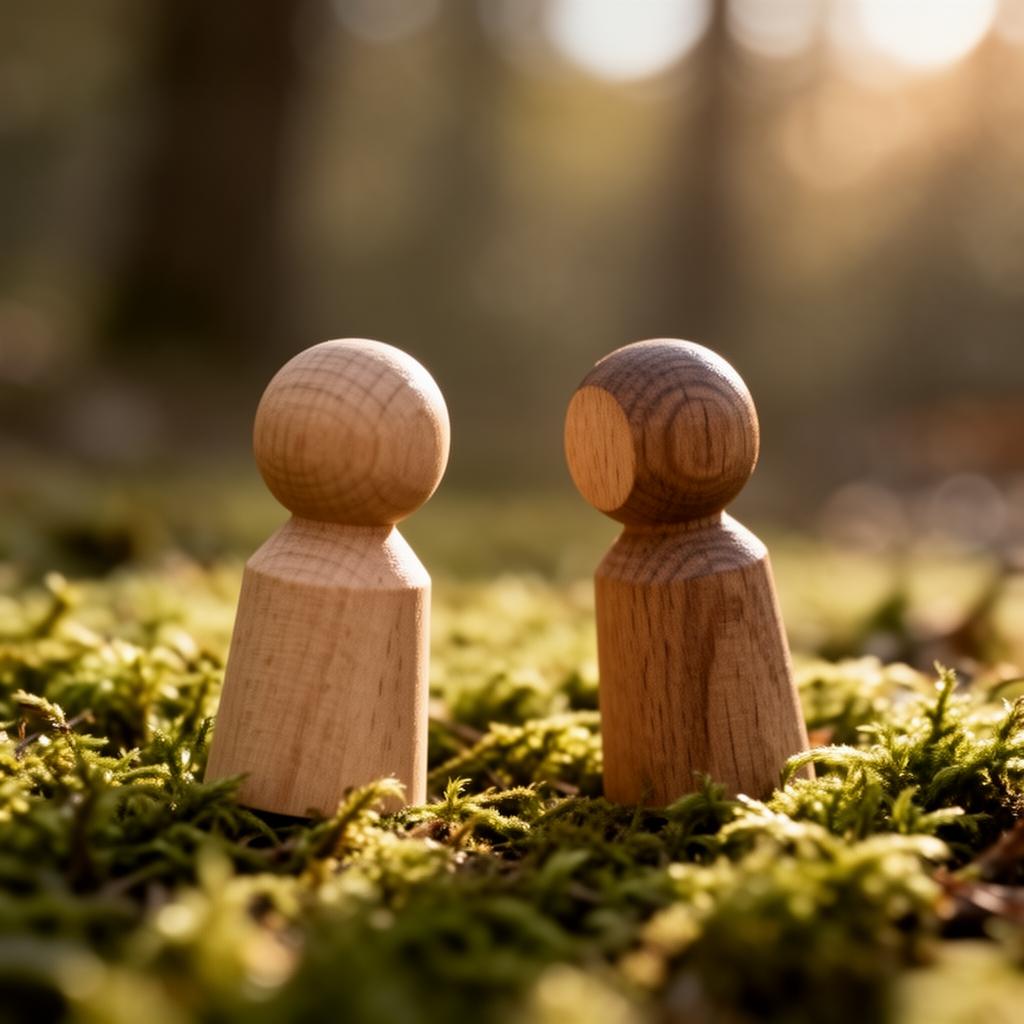 Houten poppetje op groen mos